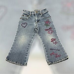 Vintage Cherokee Kids Blue Jeans with Colourful Embroidered Designs